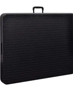 vidaXL Outdoor Table with 2 Benches HDPE Black Rattan Look