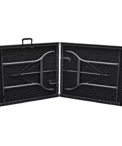 vidaXL Outdoor Table with 2 Benches HDPE Black Rattan Look