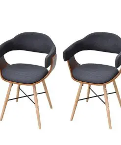 vidaXL Dining Chairs 2 pcs Dark Grey Bent Wood and Fabric