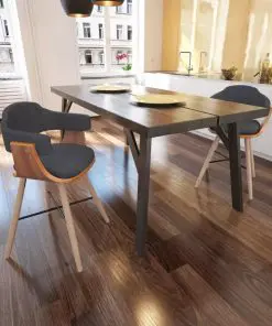 vidaXL Dining Chairs 2 pcs Dark Grey Bent Wood and Fabric