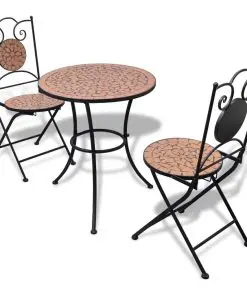 vidaXL 3 Piece Bistro Set Ceramic Tile Terracotta