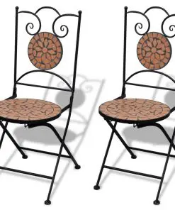 vidaXL 3 Piece Bistro Set Ceramic Tile Terracotta