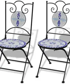 vidaXL 3 Piece Bistro Set Ceramic Tile Blue and White