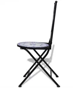 vidaXL 3 Piece Bistro Set Ceramic Tile Blue and White