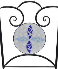 vidaXL 3 Piece Bistro Set Ceramic Tile Blue and White