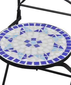 vidaXL 3 Piece Bistro Set Ceramic Tile Blue and White