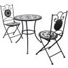 vidaXL 3 Piece Bistro Set Ceramic Tile Black and White vidaXL 3 Piece Bistro Set Ceramic Tile Black and White