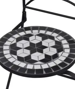 vidaXL 3 Piece Bistro Set Ceramic Tile Black and White