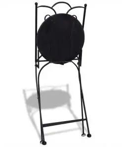 vidaXL 3 Piece Bistro Set Ceramic Tile Black and White