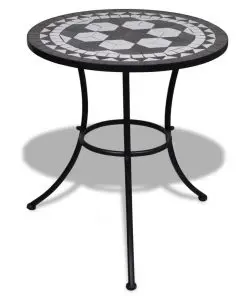 vidaXL 3 Piece Bistro Set Ceramic Tile Black and White