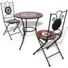 vidaXL 3 Piece Bistro Set Ceramic Tile Terracotta and White vidaXL 3 Piece Bistro Set Ceramic Tile Terracotta and White