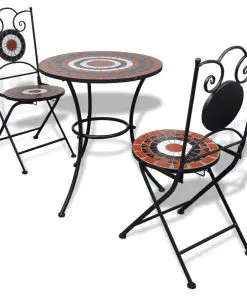 vidaXL 3 Piece Bistro Set Ceramic Tile Terracotta and White