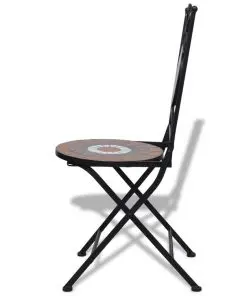 vidaXL 3 Piece Bistro Set Ceramic Tile Terracotta and White