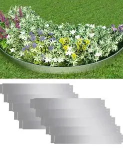 vidaXL Set of 10 Flexible Lawn Fence Galvanised Steel 100 x 15 cm