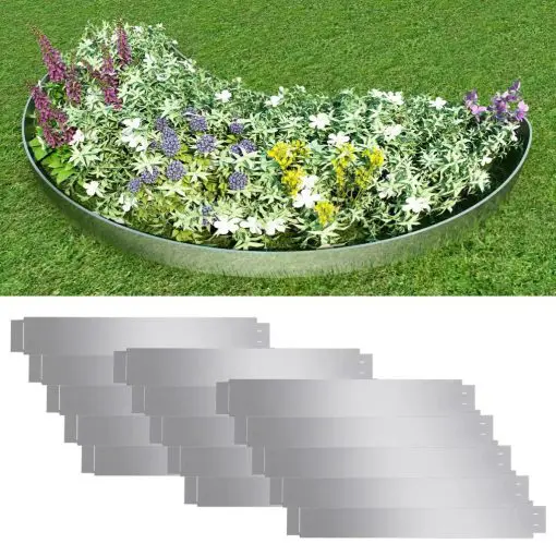 vidaXL Set of 15 Flexible Lawn Fence Galvanised Steel 100 x 15 cm