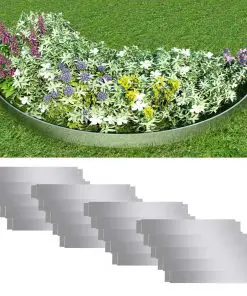 vidaXL Set of 20 Flexible Lawn Fence Galvanised Steel 100 x 15 cm