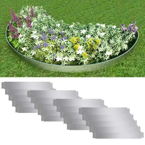 vidaXL Set of 20 Flexible Lawn Fence Galvanised Steel 100 x 15 cm