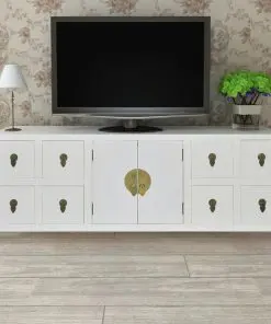vidaXL Wooden Sideboard Asian Style with 8 Drawers and 2 Doors