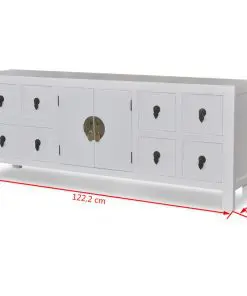 vidaXL Wooden Sideboard Asian Style with 8 Drawers and 2 Doors