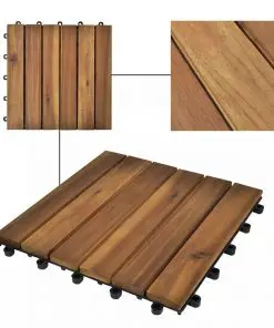 Decking Tiles Vertical Pattern 30 x 30 cm Acacia Set of 20