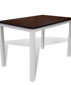 vidaXL Dining Table 110 cm Solid Wood Brown and White