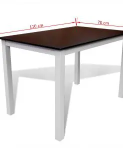 vidaXL Dining Table 110 cm Solid Wood Brown and White