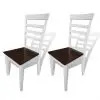 vidaXL Dining Chairs 2 pcs White and Brown Solid Wood and MDF