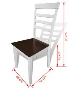 vidaXL Dining Chairs 2 pcs White and Brown Solid Wood and MDF