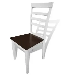 vidaXL Dining Chairs 4 pcs White and Brown Solid Wood and MDF
