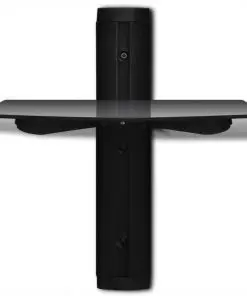 vidaXL 1-tier Wall Mounted Glass DVD Shelf Black
