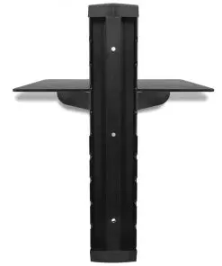 vidaXL 1-tier Wall Mounted Glass DVD Shelf Black