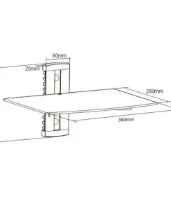 vidaXL 1-tier Wall Mounted Glass DVD Shelf Black