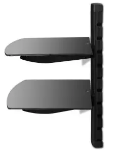 vidaXL 2-tier Wall Mounted Glass DVD Shelf Black