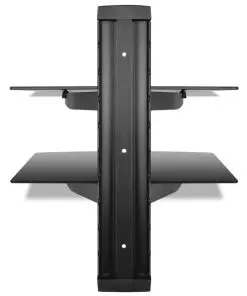 vidaXL 2-tier Wall Mounted Glass DVD Shelf Black