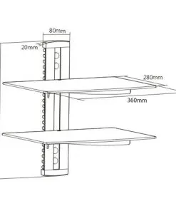 vidaXL 2-tier Wall Mounted Glass DVD Shelf Black