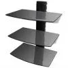 vidaXL 3-tier Wall Mounted Glass DVD Shelf Black