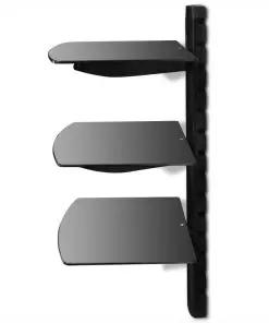 vidaXL 3-tier Wall Mounted Glass DVD Shelf Black