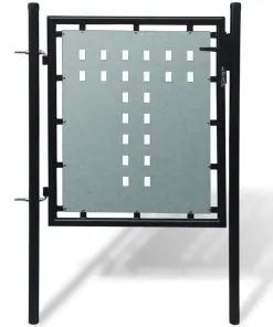 Black Single Door Fence Gate 100 x 125 cm