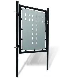 Black Single Door Fence Gate 100 x 125 cm