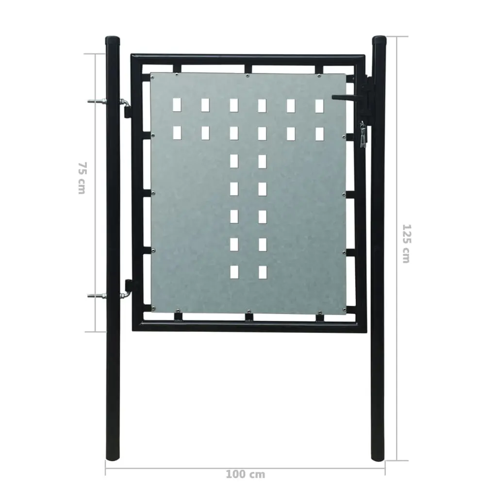 Black Single Door Fence Gate 100 x 125 cm