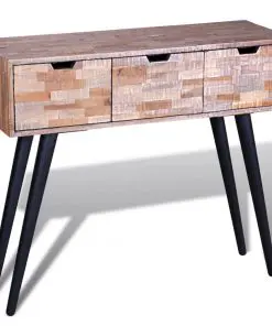 vidaXL Console Table with 3 Drawers Reclaimed Teak Wood