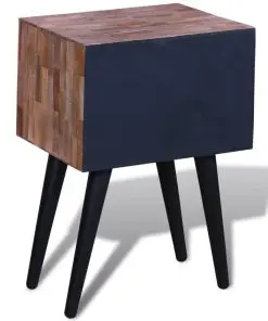 vidaXL Nightstand with 2 Drawers Reclaimed Teak Wood