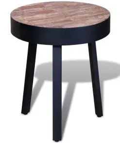 vidaXL End Table Round Reclaimed Teak Wood