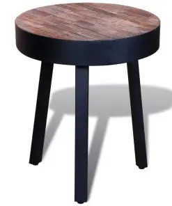 vidaXL End Table Round Reclaimed Teak Wood