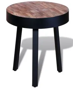 vidaXL End Table Round Reclaimed Teak Wood