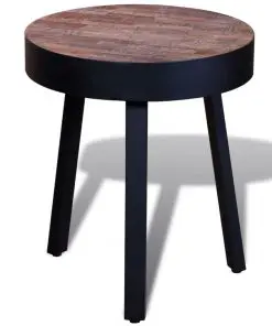 vidaXL End Table Round Reclaimed Teak Wood