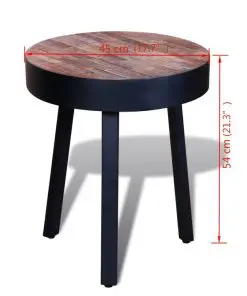 vidaXL End Table Round Reclaimed Teak Wood