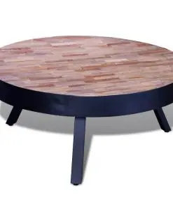 vidaXL Coffee Table Round Reclaimed Teak Wood