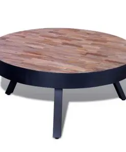 vidaXL Coffee Table Round Reclaimed Teak Wood