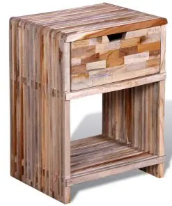 vidaXL Nightstand with Drawer Reclaimed Teak Wood